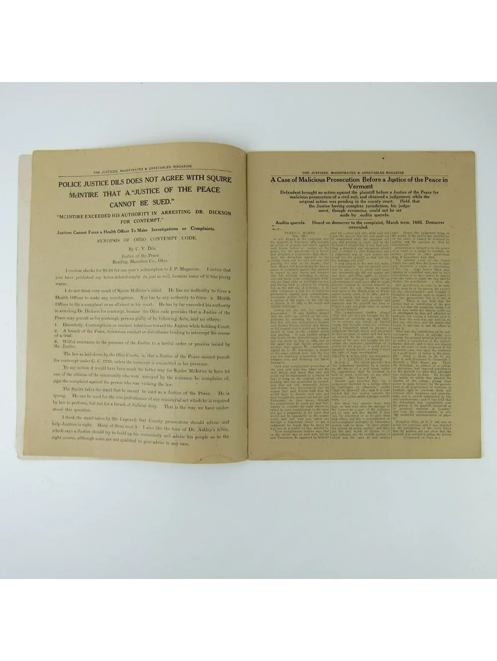 Justices Magistrates & Constables Magazine Ohio July - August 1922 Antique RARE